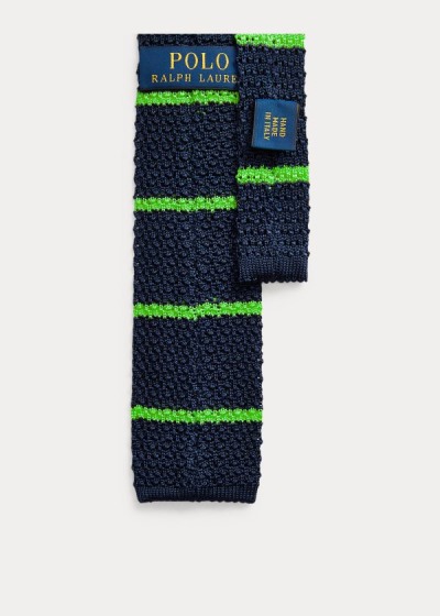 Corbatas Polo Ralph Lauren Hombre Azul Marino / Verdes - Striped Knit Silk - MDXON5130